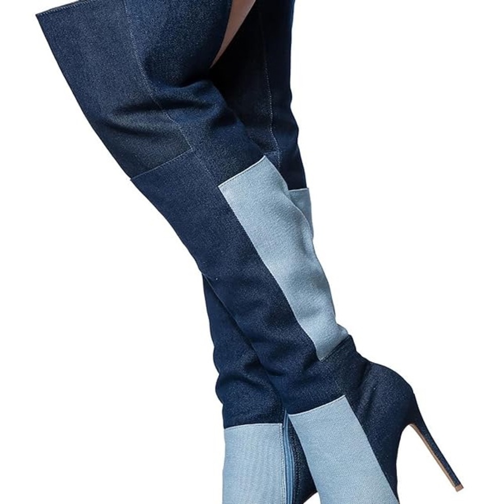 SHOE REPUBLIC / 7.5 Blue denim over the knee boots #denimboots - Picture 9 of 10